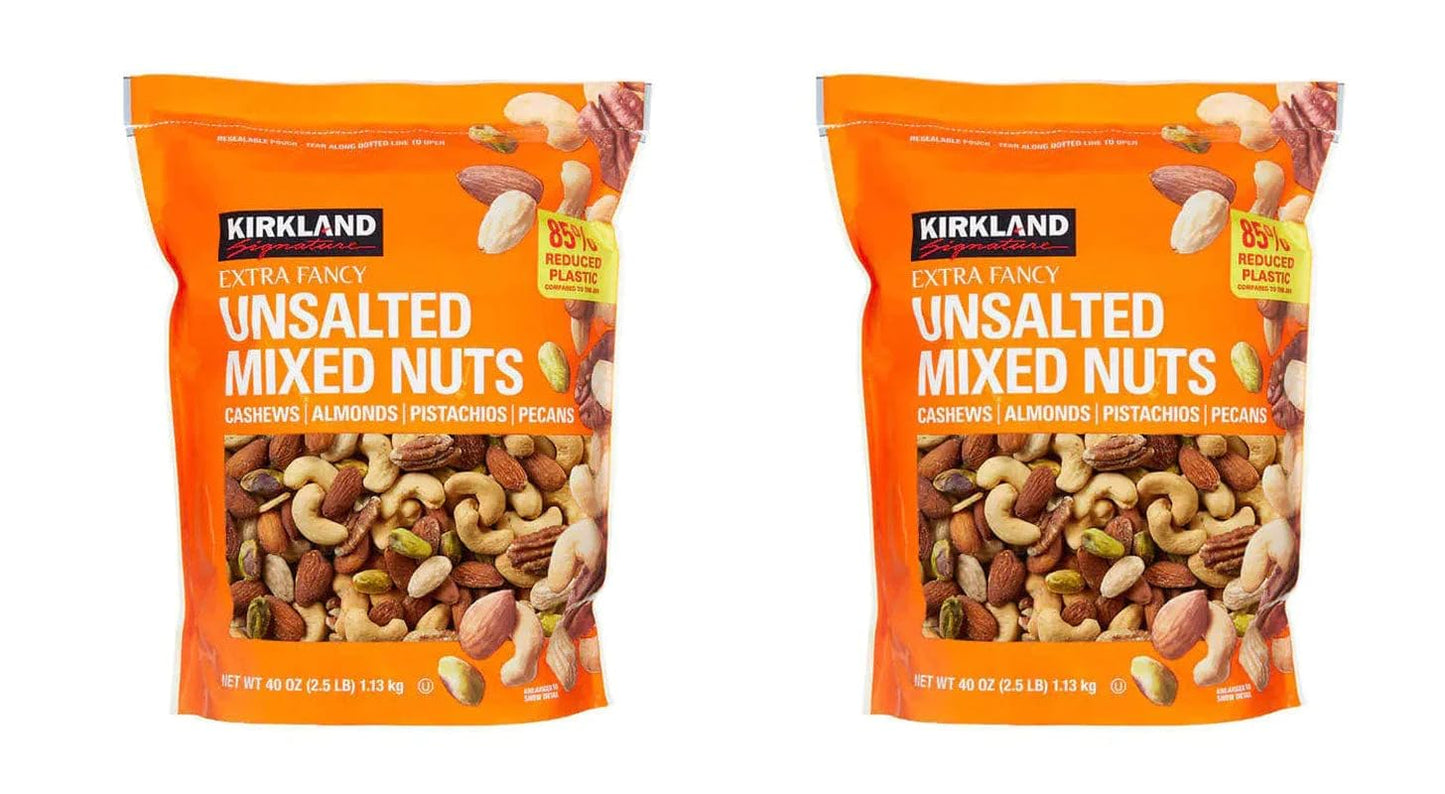 Kirkland Signature QNKDQK Extra Fancy Unsalted Mixed Nuts 2.5 (LB), 2 Pack of 40 Ounce