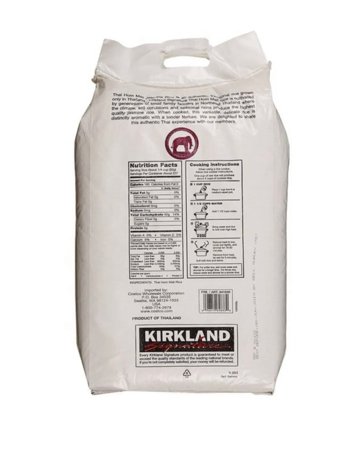 25 Lbs Kirkland Thai Hom Mali Jasmine Rice Long Grain White Rice Thailand's Best