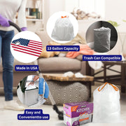 Kirkland Signature 13 Gallon 200 Ct Carton 100% recyclable Heavy Duty Drawstring Kitchen Trash Bags