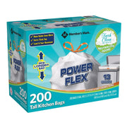 Member's Mark Power Flex Tall Kitchen Drawstring Trash Bags 13 Gallon, 200ct